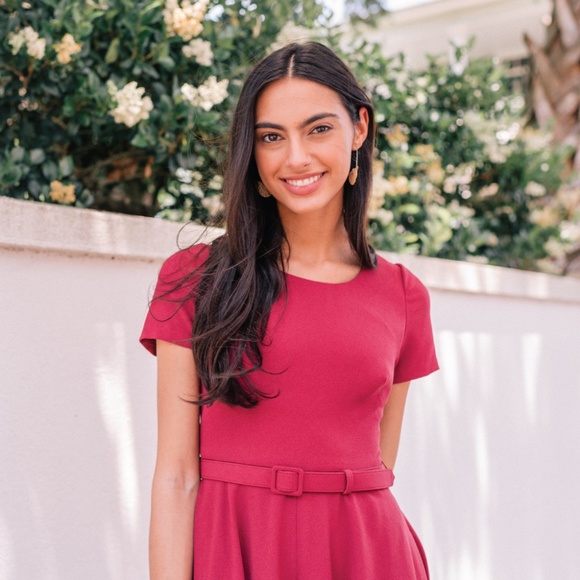 GAL MEETS GLAM New $188 Raspberry MIDI swing Dress - Picture 2 of 8